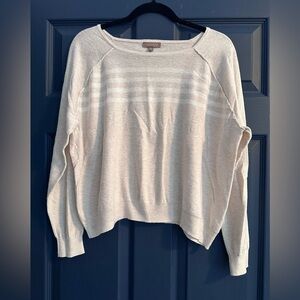 Lilla P Tan/Cream Stripe Lightweight Sweater Size Medium